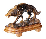 Natural Tiger Eye Stone Wolf Carving Figurine