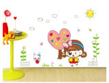 Ay9114 Cute Sun Girl Removable Decorative PVC Wall Sticker
