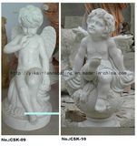 Natural Stone Carving White Marble Angel Character Sculpture (YKCSK-06)