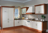 High Gloss White Lacquer and Wood Venner Panel Kitchen Cabinet