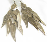 Fashion Jewelry Metal Leaf Drop Earrings with Nickel-Free Antique Bronze Plating, Her-10094A
