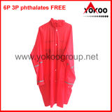 Red Enviromental Plastic PVC Raincoat (YB-327)