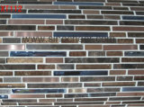 Metal Mixed Glass and Marble Strip Mosaic Tile