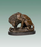 Bronze Lion and Snake Sculpture (TPY-553)