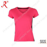 Breathable and Comfortable Ladies Short Sleeve Run T Shirt (QF-S167)