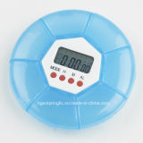 Plastic Round 7-Day Pill Box Timer with Clock