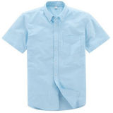 Mens Short Sleeves Casual Fashion CVC Oxford Shirt (WXM175S)