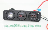 Automobile Motorcycle DC 1-10A LED Digital Ampere Current Meter and DC Voltmeter with USB Sockets