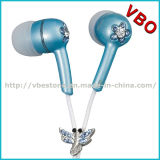 Attractive Earphone Brands Braided Fabric Cord Earphone with Crystals