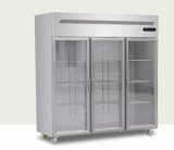 Stainless Steel Upright Display Refrigerator with Three Glass Door