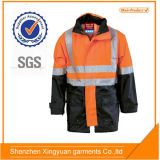 Orange/Navy 100%Polyester Waterproof Winter Work Guard Jacket