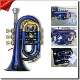 Blue Lacquer Bb Key Pocket Trumpet