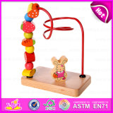 Kids Activity Cube Maze Toy Learning Toy, Wooden Intelligent Bead Maze Toy, Mini Around Beads Wire Maze Toy W11b075
