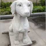 White Granite Dog Animal Sculpture
