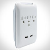 Smart USB Wall Socket Plate, 3 Outlets with 2 USB Outlet