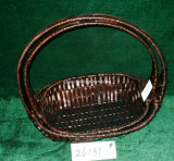 Black Oval Wicker Basket with Handle (#26131)