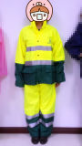 Fluorecense Yellow Polyester/PVC Raincoat for Roadway Work Bxr041