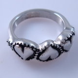 Stainless Steel Heart Design Ring Heart Jewelry White Enamel Ring