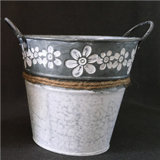 Antique Metal Flower Garden Pot Bucket with Handles