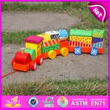 2015 Wholesale Wooden Train Pull Toy for Kid, Colorful Wooden Toy Pull Train Set for Children, Pull Push Wooden Train Toys W05b087