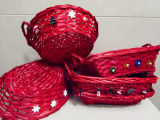 The Fruit Basket of The Imported Willow Rattan Weaving, Christmas Glass Handicraft Decorative Pendant
