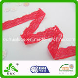 Bright Attractive Red Narrow Elastic Lace Textile Trimming