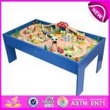 2014 Wooden Railway Train Toy for Kids, Funny Wooden Railway Train Set for Children, Roller Coaster Track Table for Baby, Factory W04c009