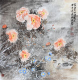 Traditional Chinese Birds and Charming Peony Flowers Paintings