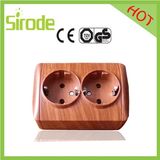 Wood Color 2 Gang 2 Pin Socket