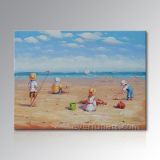 Home Decoration Canvas Art Beach Children Oil Painting (EIF-246)