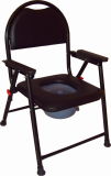Powder Coating Steel Black Color Folding Commode Chair