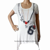 Women Fashion Printing Long Style T-Shirt (HT9022-1)