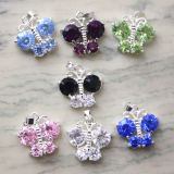 18mm Mounted Crystal Butterfly Alloy Pendants, Jewelry Accessory (FC-04262)