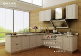 Metal Baking Lacquer Kitchen with Quartz Stone Worktop and Stainless Steel Door Wall
