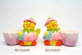 Ceramic Flower Chick Single Egg Holder, Egg Stand for Easter Gifts
