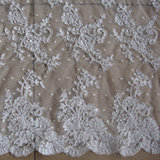 Dzl1019 White/Beige Corded French Lace Wedding Dress Fabric Bridal Gown Embroidery
