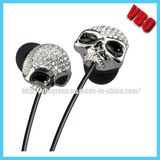 Metal Skull Earphone with Crystal