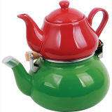 Enamel and Porcelain Teapot Set (Enamel Kettle) - 1