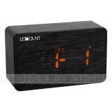 Wood Grain LED Clock with Calendar and Temperature Display (CL130)