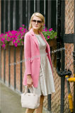 Fashion Women's Wool Coat/Double Pockets One Button Suit Collar Pink Wool Coat/Women's Clothing