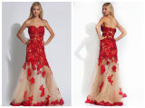 Appliques Red Evening Dress