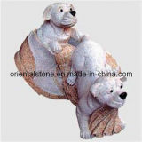 White Granite Stone Dog Animal Carving Sculpture