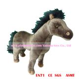 32cm Standing Simulation Plush Horse Toys (dark brown)