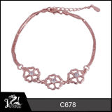 Vogue Rose Gold Plated Jewelry 925 Sterling Silver Flower Bracelet