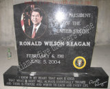 American Reagan Granite Headstone Shadow Carving
