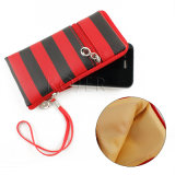 Contrasting Thread Wallet Leather Cases for iPhone5, Leather Pouch Phone Cases