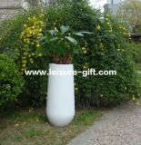 Fo-268 White Round Fiberglass Garden Flower Pot