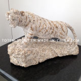 Hand Made Yellow Granite Animal Carving Sculpture with Tiger