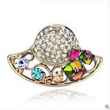 2014 Fashion Hat Rhinestone Brooch Fq-6953