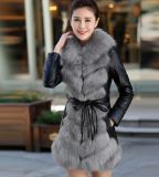 2015 New Factory Price Lady's Faux Fox Fur Coat